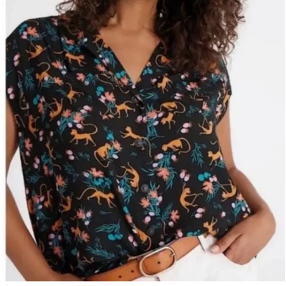 Anthropologie Maeve monkey print button down blouse - Picture 2 of 2